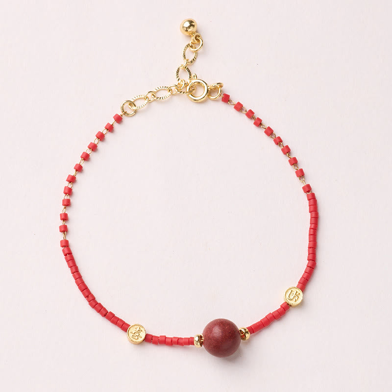Buddha Stones 925 Sterling Silver Plated Gold Year of the Horse Red Liuli Glass Buddha Prosperity Bracelet - DarkRed Bead Bracelet - image 18