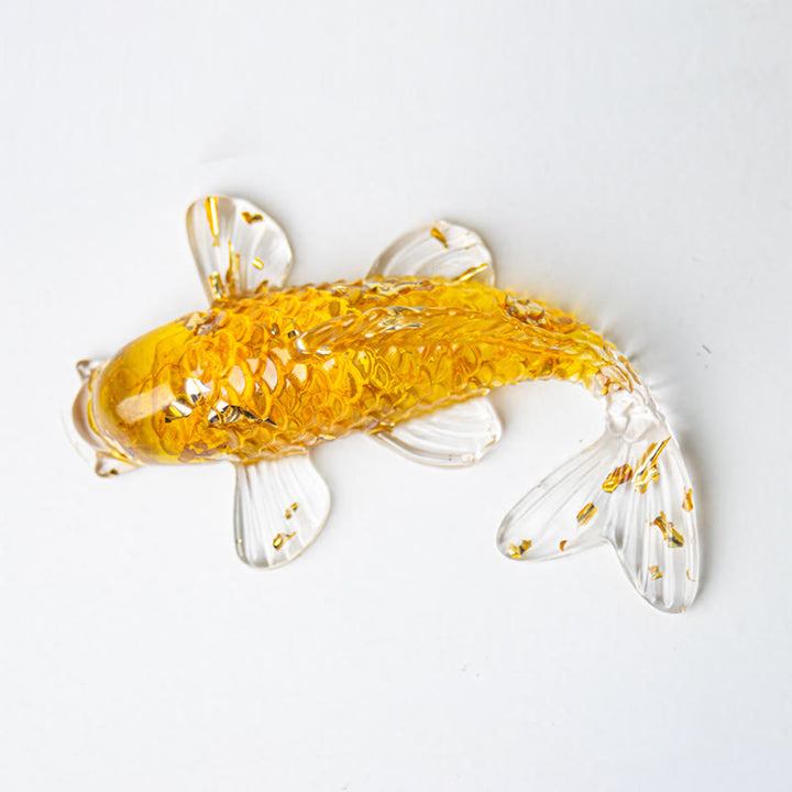 Buddha Stones Koi Fish Crystal Chip Epoxy Resin Luck Decoration  - Citrine(60*40*20mm) - image 4