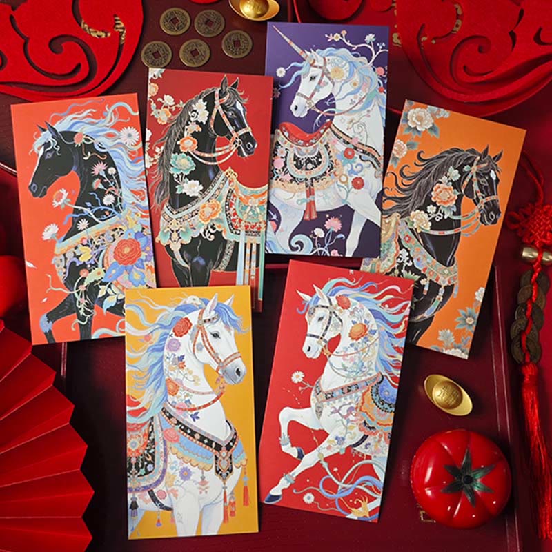 Buddha Stones 6pcs Colorful Chinese Red Envelope Year Of The Horse 2026 New Year - image 15