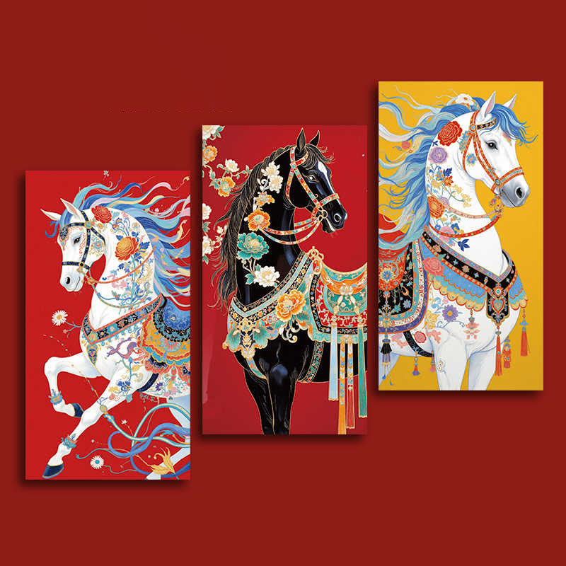 Buddha Stones 6pcs Colorful Chinese Red Envelope Year Of The Horse 2026 New Year - image 5