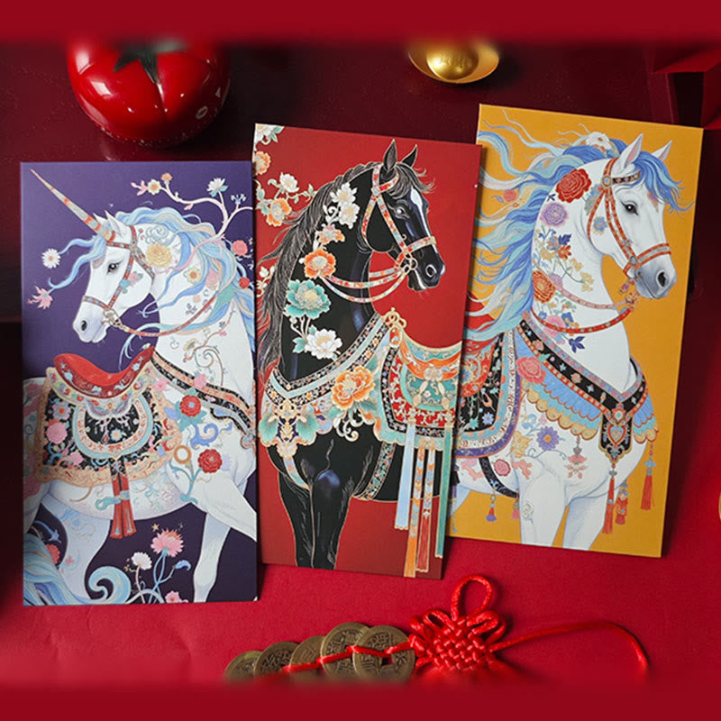 Buddha Stones 6pcs Colorful Chinese Red Envelope Year Of The Horse 2026 New Year - image 13