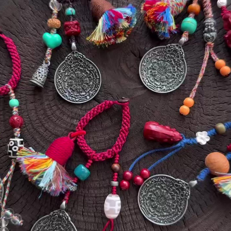 Buddha Stones Chinese Zodiac Nine Palaces Eight Diagrams Buddha Dzi Bead Serenity Key Chain - image 6