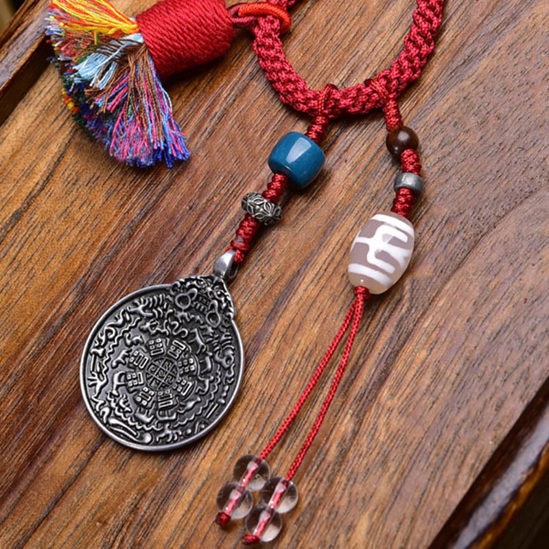 Buddha Stones Chinese Zodiac Nine Palaces Eight Diagrams Buddha Dzi Bead Serenity Key Chain - image 5