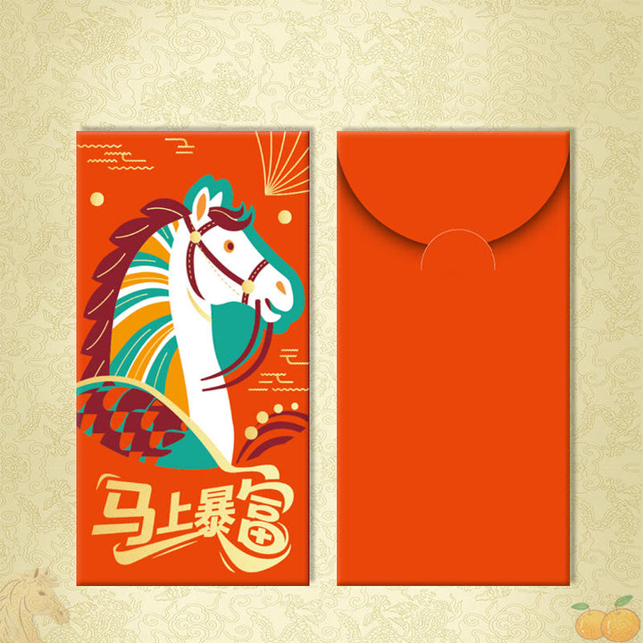 Buddha Stones 6pcs Multi-Color Chinese Red Envelope Get Rich Year Of The Horse 2026 New Year - 6Pcs Instant great wealth - image 4