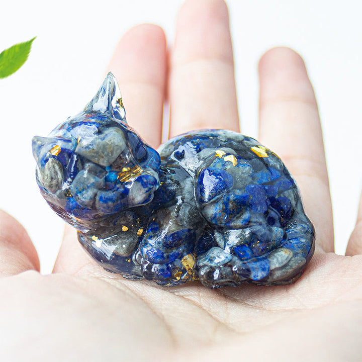 Buddha Stones Crystal Chip Epoxy Resin Small Cat Positive Decoration  - image 4