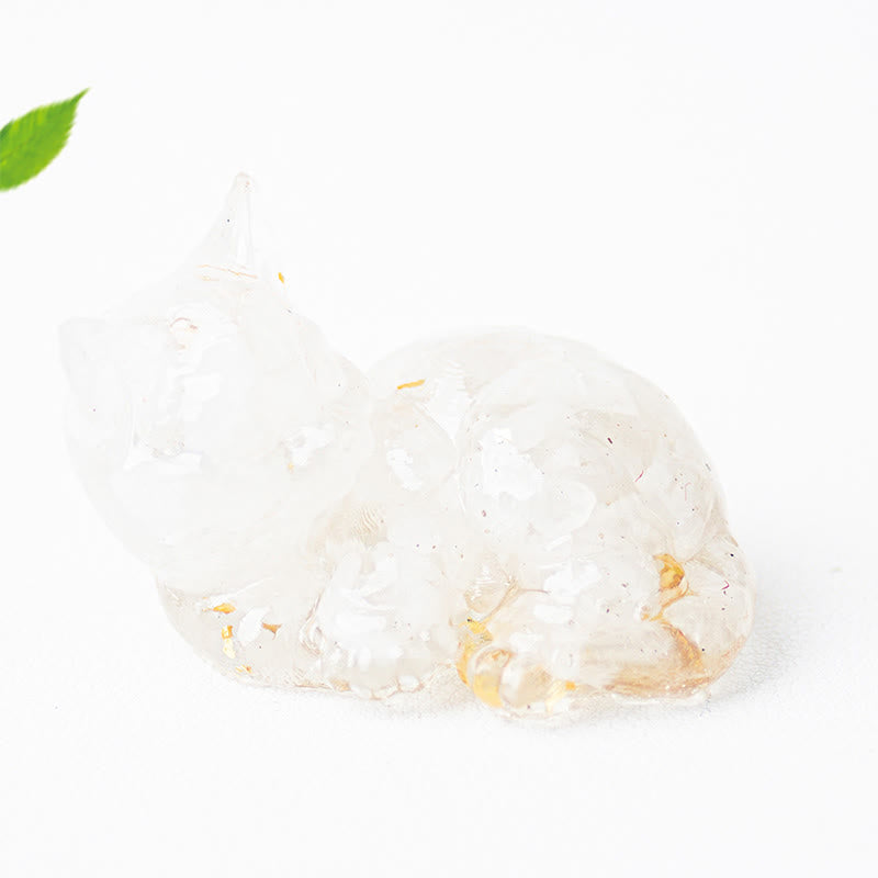 Buddha Stones Crystal Chip Epoxy Resin Small Cat Positive Decoration  - image 8