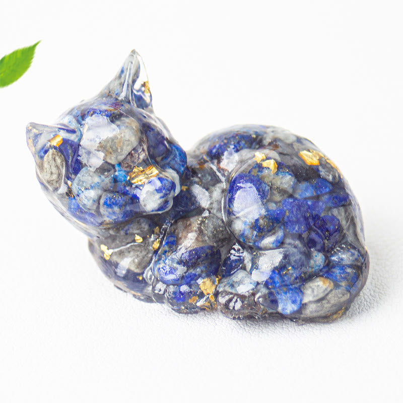 Buddha Stones Crystal Chip Epoxy Resin Small Cat Positive Decoration  - image 1