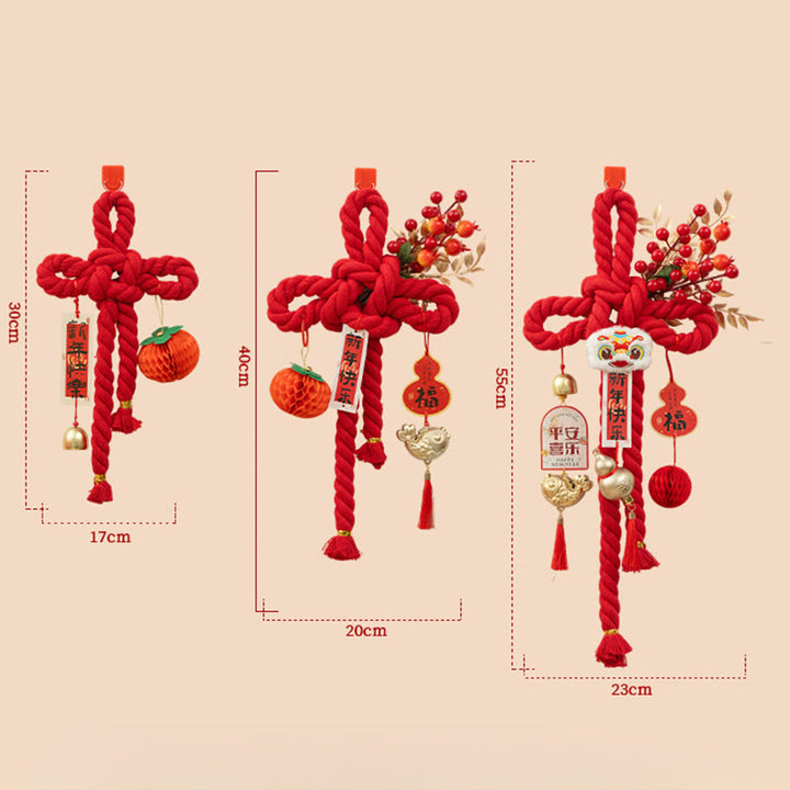 Buddha Stones Year of the Horse Dancing Lion Fu Character Chinese Knotting Fortune Decoration - image 20