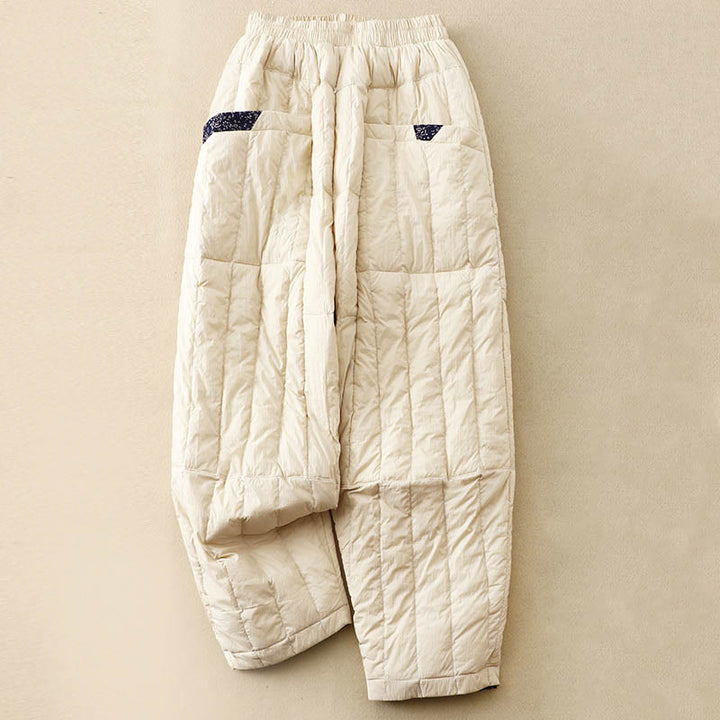 Buddha Stones Women's Winter Thermal Patchwork Cotton Pants With Pockets - Cornsilk - US8-10，UK/AU12-14，EU40-42 (2XL) - image 0