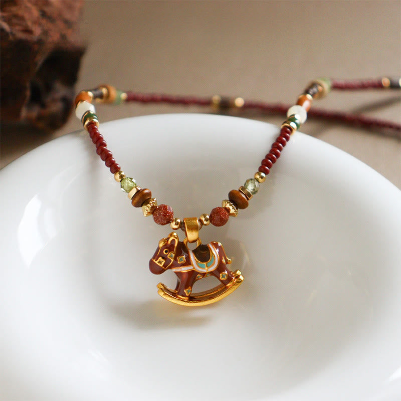 Buddha Stones Year Of The Horse Copper Tiger Eye Various Beads Balance Necklace Pendants - image 3