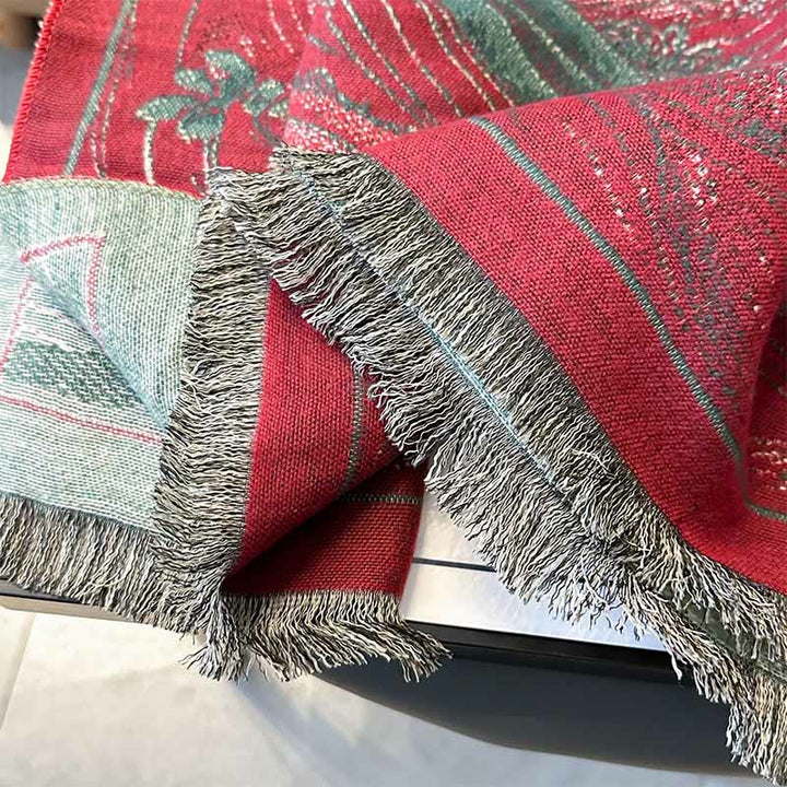 Buddha Stones Fall Lotus Flowers Ocean Waves Pattern Soft Scarf Tassel Shawl - image 8