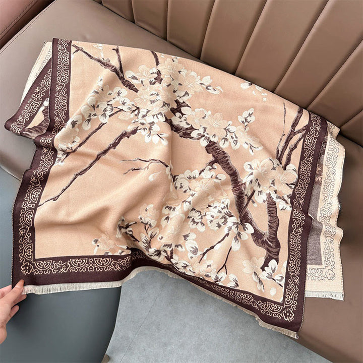 Buddha Stones Fall Peach Blossoms Branches Pattern Soft Scarf Shawl - PeachPuff - 180*65 cm - image 13