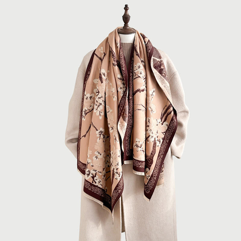 Buddha Stones Fall Peach Blossoms Branches Pattern Soft Scarf Shawl - image 15