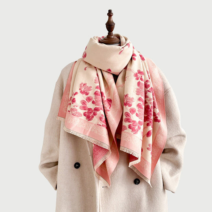 Buddha Stones Fall Peach Blossoms Branches Pattern Soft Scarf Shawl - image 8