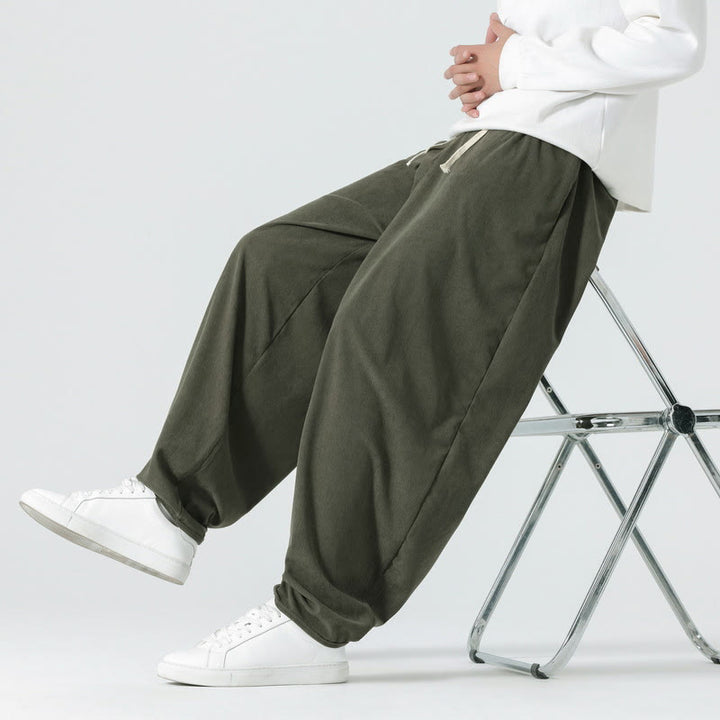Buddha Stones Fall Solid Color Corduroy Men's Harem Pants With Pockets - image 5