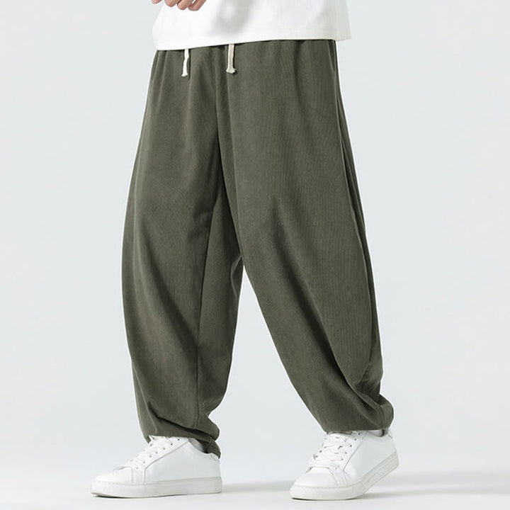 Buddha Stones Fall Solid Color Corduroy Men's Harem Pants With Pockets - image 4