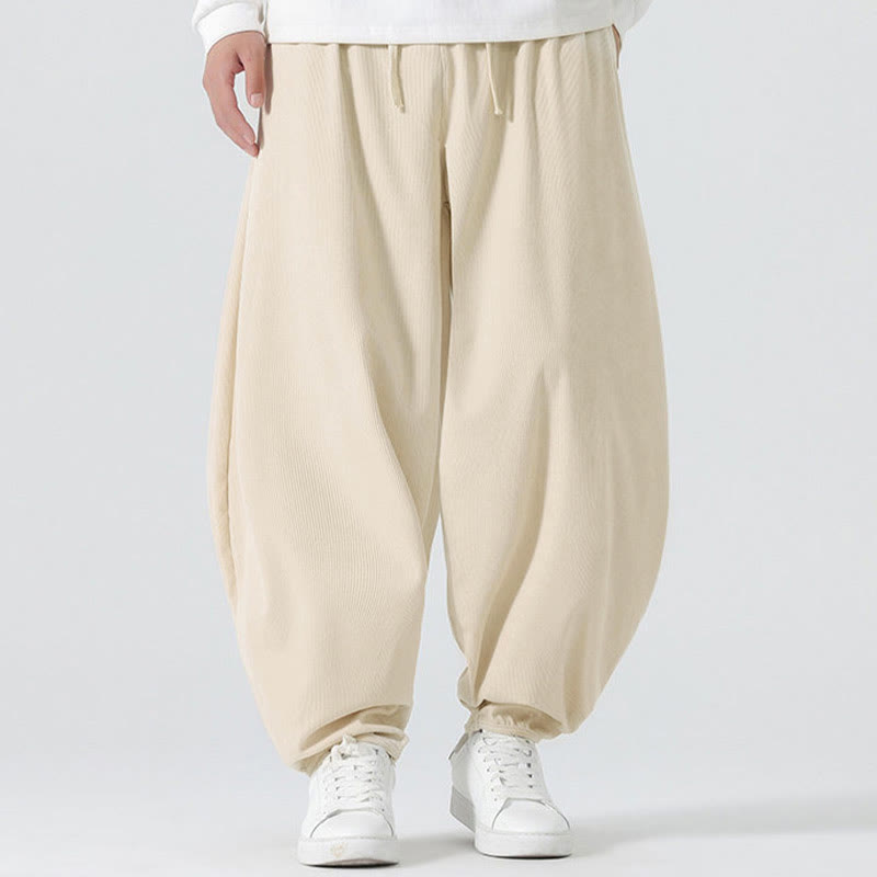 Buddha Stones Fall Solid Color Corduroy Men's Harem Pants With Pockets - image 14