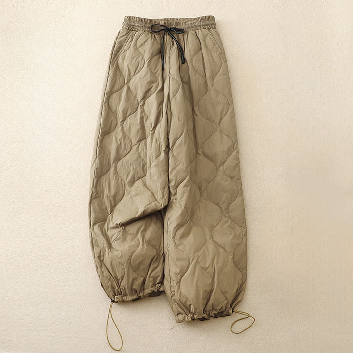 Buddha Stones Winter Curved Lines Warm Women's Ankle-length Pants With Pockets - Tan - US6，UK/AU10，EU38 (2XL) - image 0