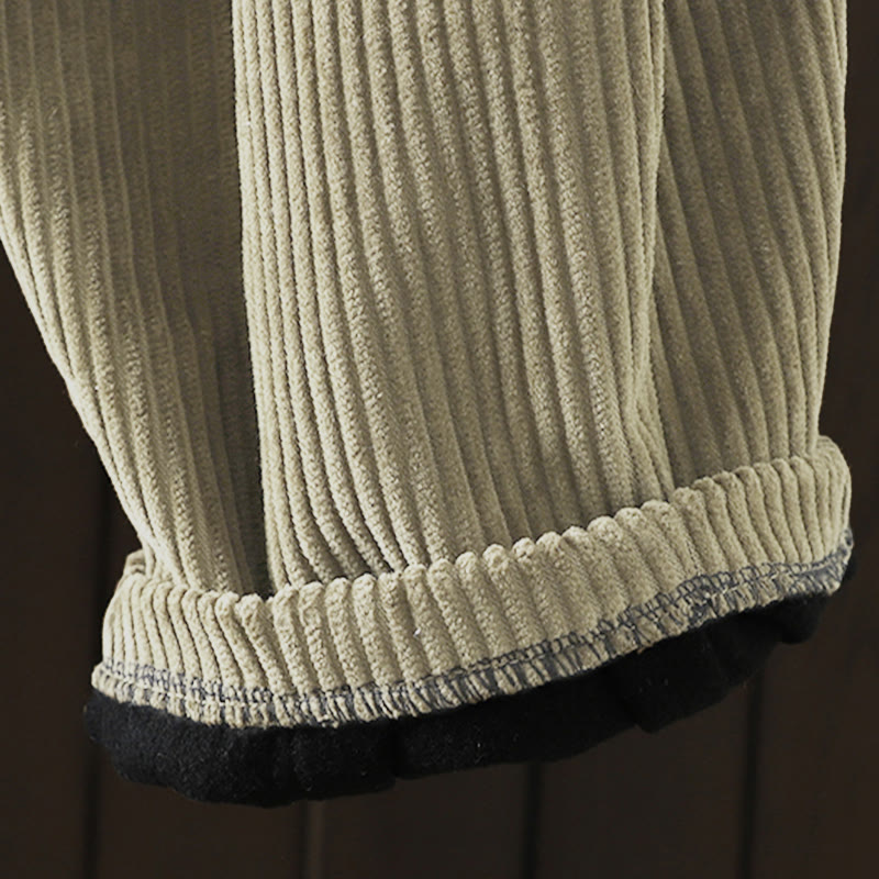 Buddha Stones Women's Winter Plain Corduroy Cotton High Waist Fleece-Lined Harem Pants With Pockets - image 21