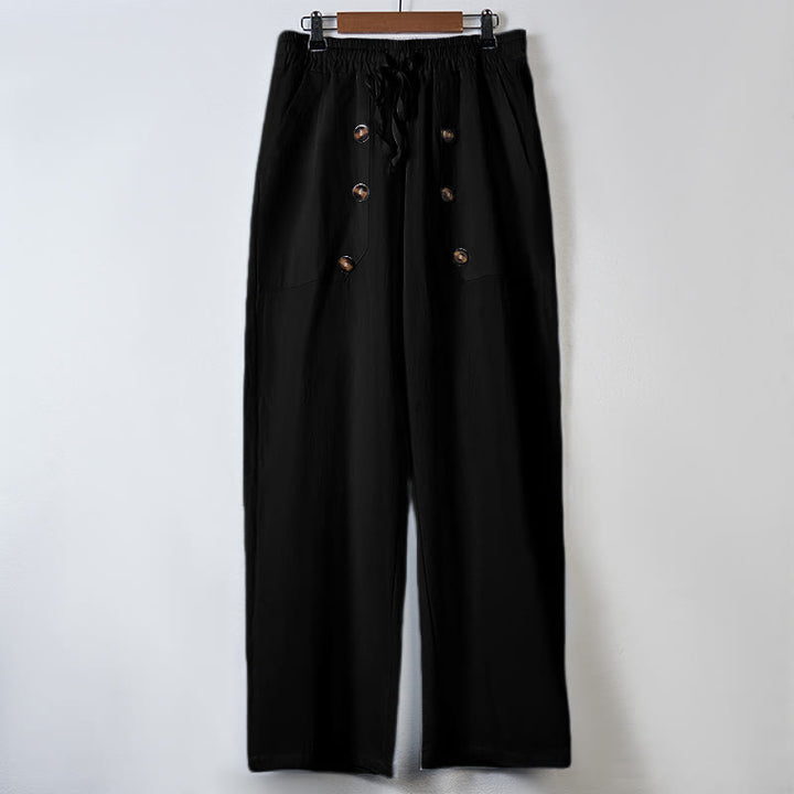 Buddha Stones Casual Plain Color Buttons Men's Cotton Pants With Pockets - image 7