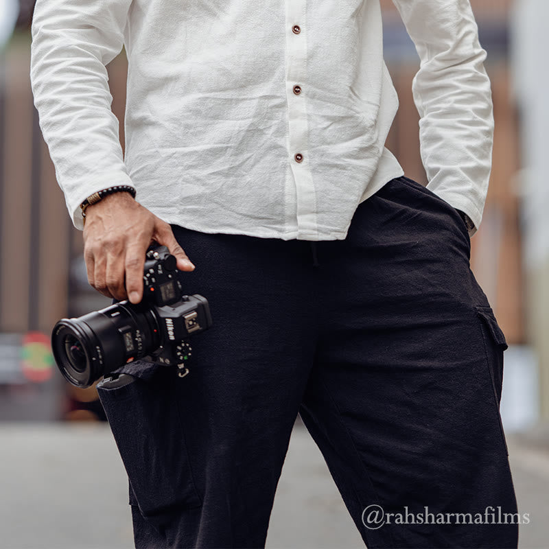 Buddha Stones Solid Color Linen Drawstring Men's Cargo Pants With Pockets - image 3