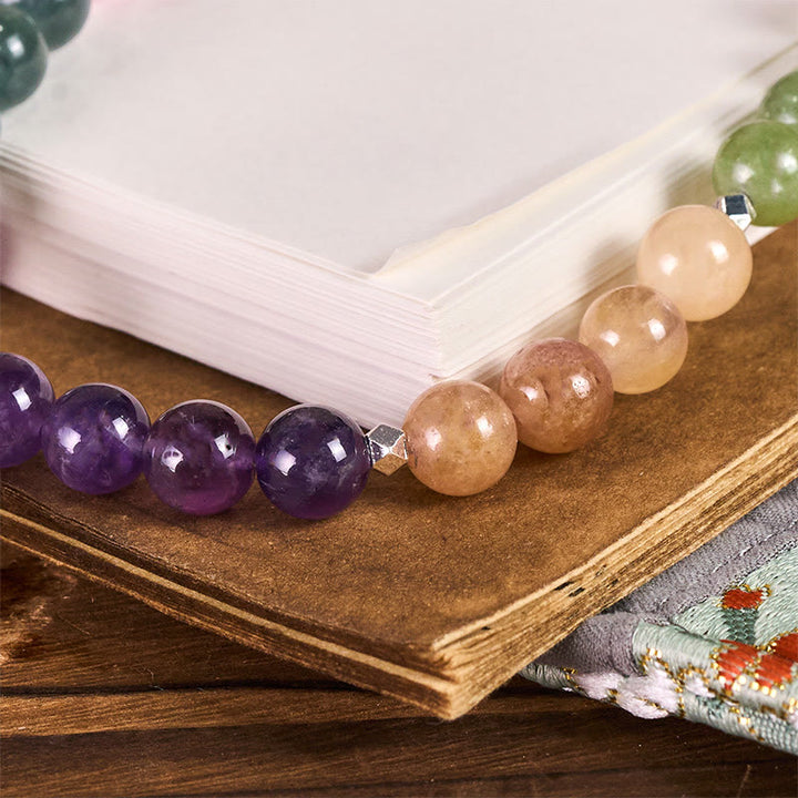 Buddha Stones 8mm Natural Amethyst Balance Beaded Key Chain Phone Hanging Decoration - image 2