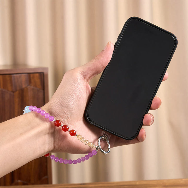 Buddha Stones Purple Chalcedony Citrine Crown Beaded Harmony Key Chain Phone Hanging Decoration - image 4