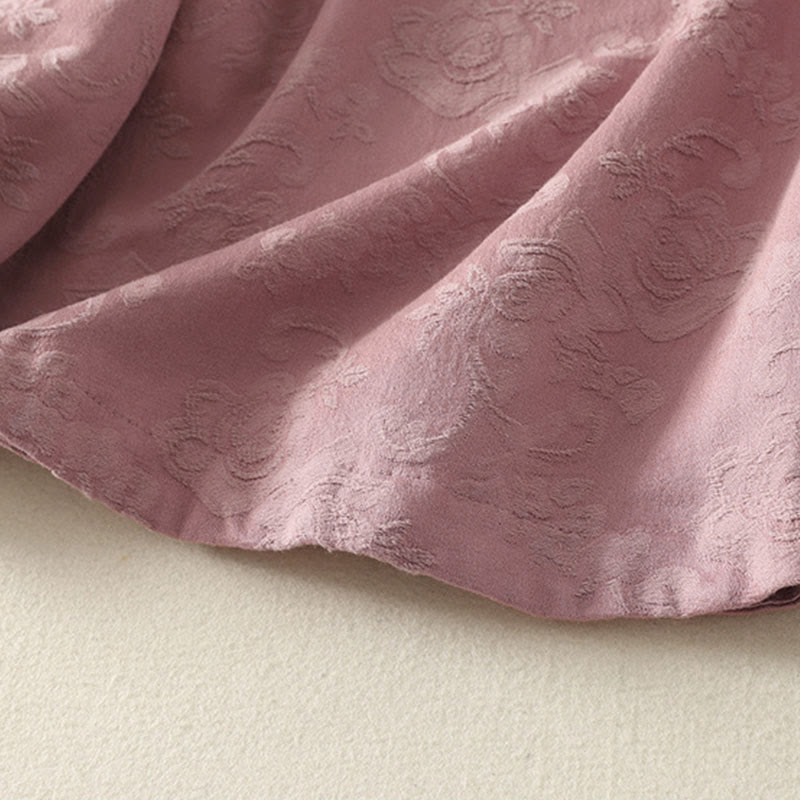 Buddha Stones Jacquard Diagonal Placket Long Sleeve Women's Cotton Linen Buttons Shirt - image 17