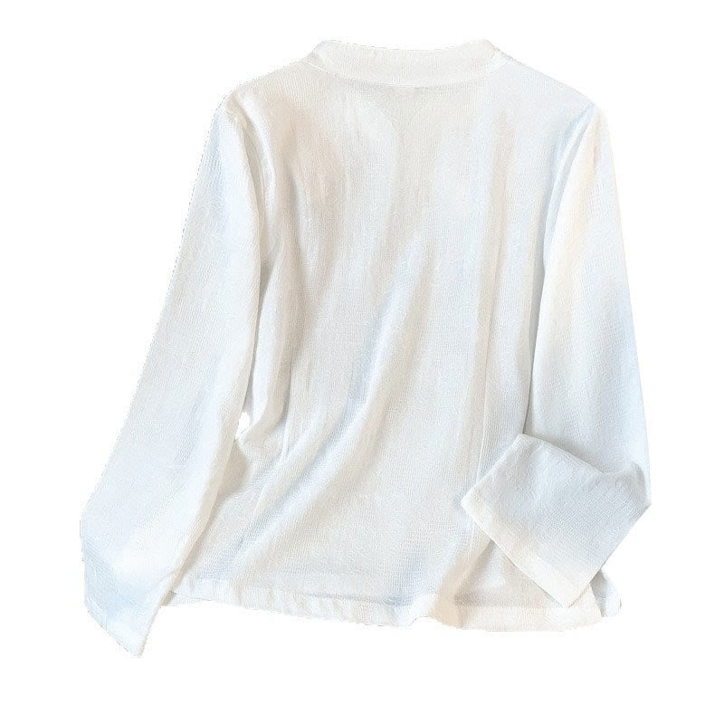 Buddha Stones Commute Jacquard Chinese Frog-Button Mandarin Collar Long Sleeve Women's Shirt - image 19