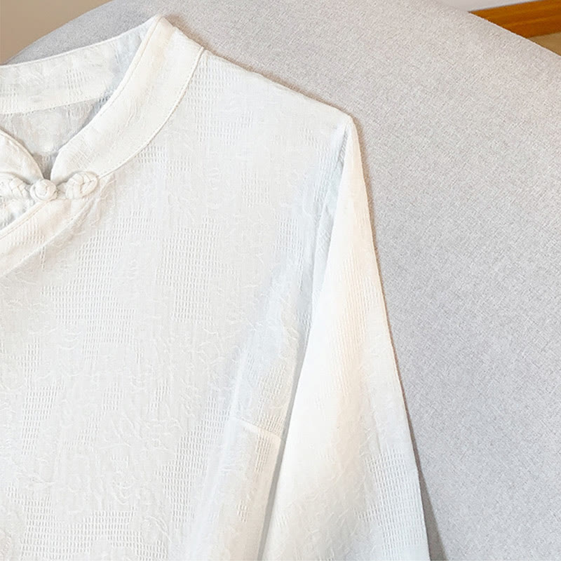 Buddha Stones Commute Jacquard Chinese Frog-Button Mandarin Collar Long Sleeve Women's Shirt - image 15
