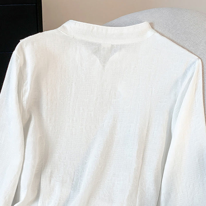 Buddha Stones Commute Jacquard Chinese Frog-Button Mandarin Collar Long Sleeve Women's Shirt - image 14