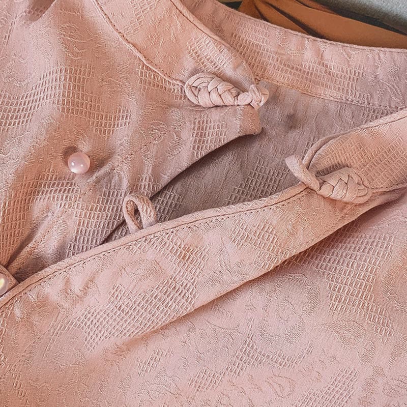 Buddha Stones Commute Jacquard Chinese Frog-Button Mandarin Collar Long Sleeve Women's Shirt - image 25