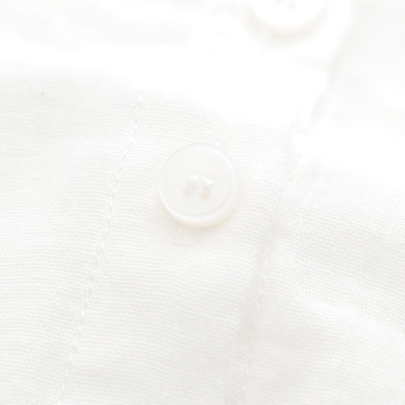 Buddha Stones Fall White Green Grass Buttons Women's Cotton Long Sleeve Shirt - image 10