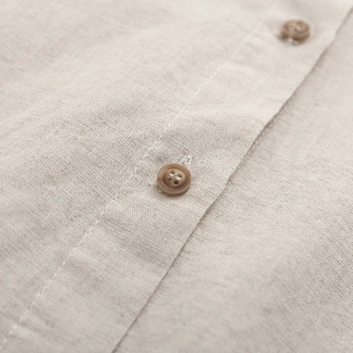 Buddha Stones Fall Beige Floral Grass Embroidery Buttons Women's Cotton Long Sleeve Shirt - image 4