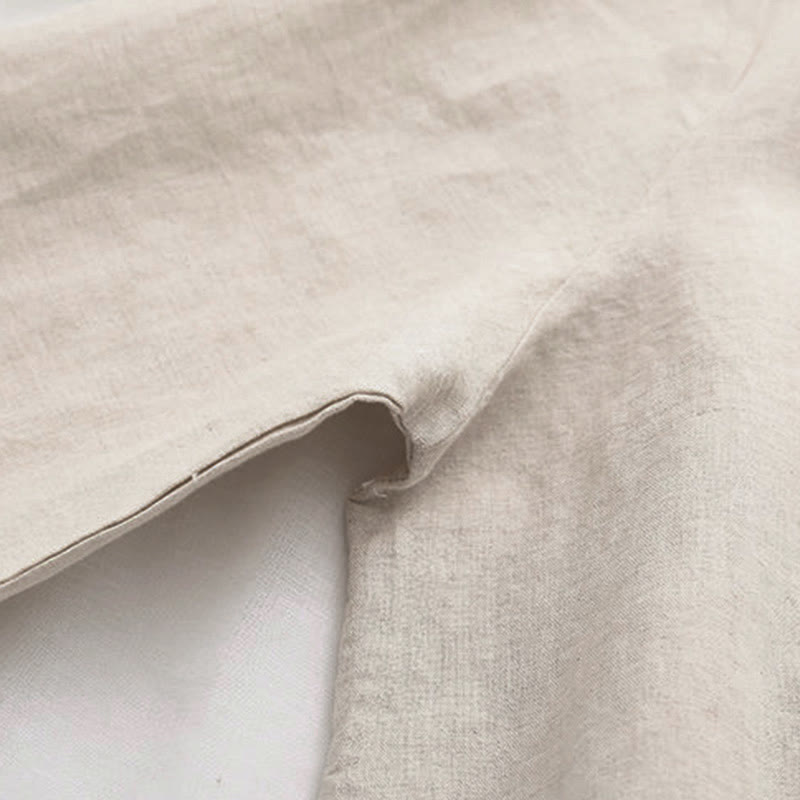 Buddha Stones Fall Beige Floral Grass Embroidery Buttons Women's Cotton Long Sleeve Shirt - image 5