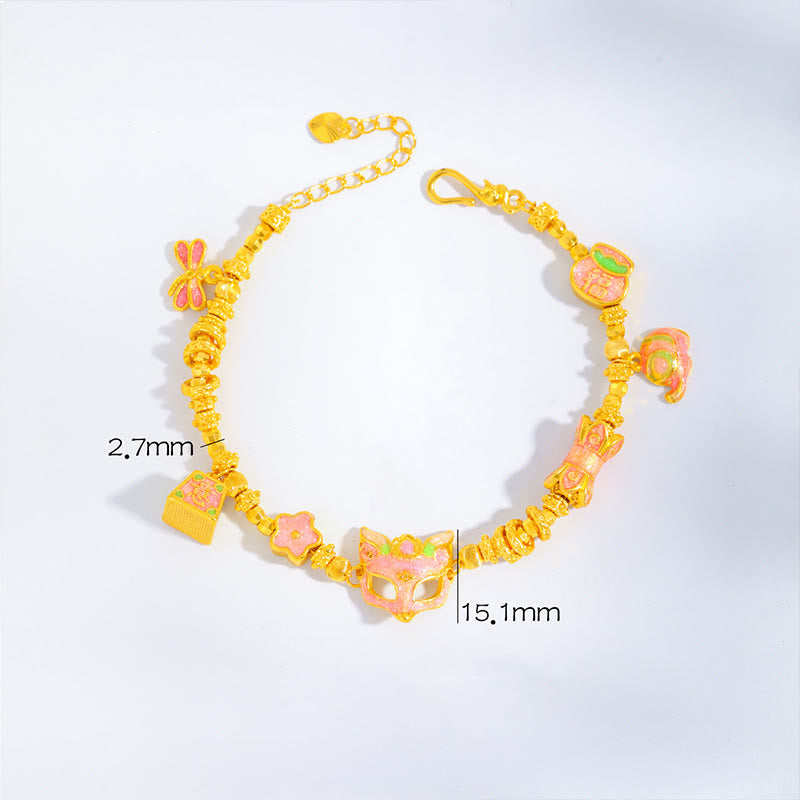 Buddha Stones Fox Fu Character Ruyi Charm Copper Fortune Bracelet - Copper(Wrist Circumference: 16-19cm) - image 1