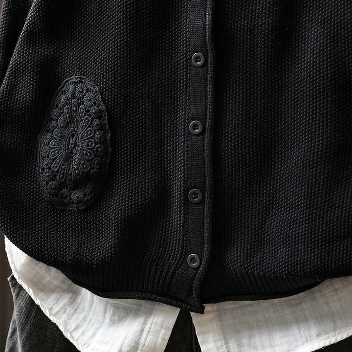 Buddha Stones Fall Floral Buttons Cotton Women's Long Sleeve Knitted Cardigan Sweater - image 30