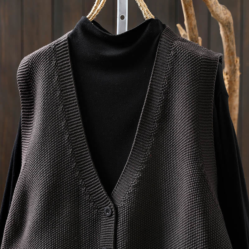 Buddha Stones Figure Rabbit Tree Embroidery Buttons Women's Sleeveless Cotton Knitted Vest Waistcoat - image 19