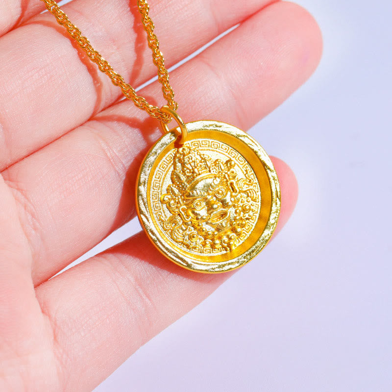 Buddha Stones Yellow Jambhala Copper Wealth Prosperity Chain Pendant Necklace - Yellow Jambhala - image 1
