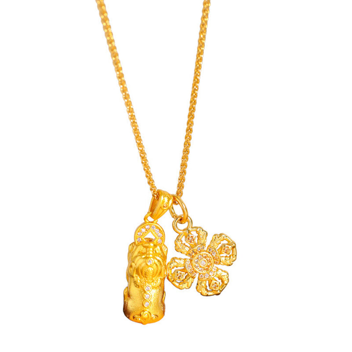 Buddha Stones Pixiu Cross Dorje Vajra Copper Wealth Prosperity Chain Pendant Necklace - image 5