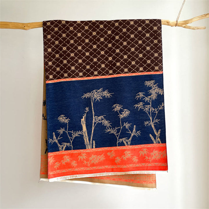 Buddha Stones Winter Bamboo Leaf Little Bird Pattern Cozy Scarf Shawl - image 5