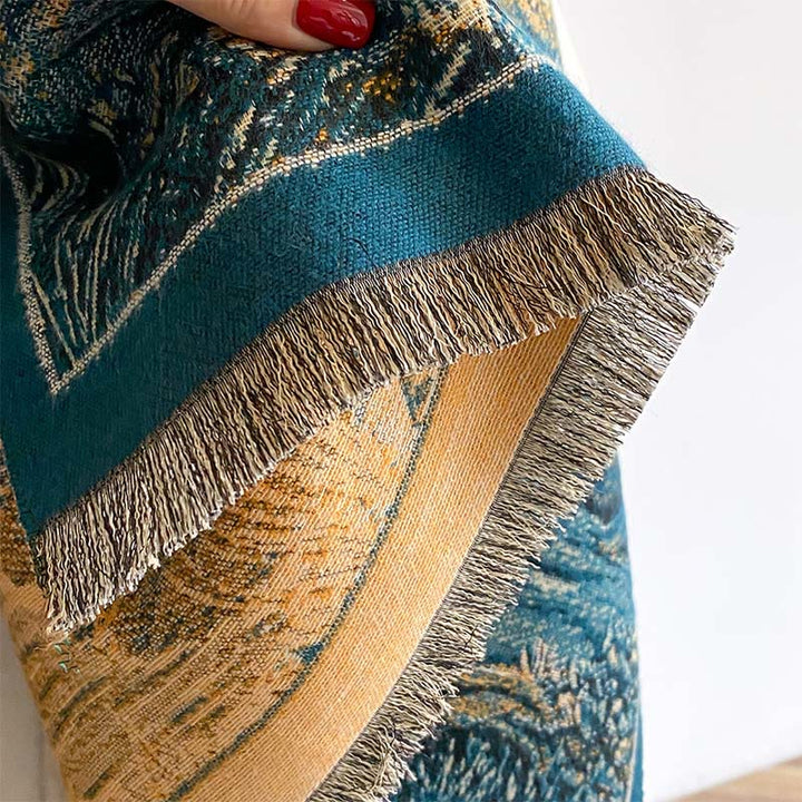 Buddha Stones Winter Gradient Color Warm Hills Trees Pattern Cozy Scarf Shawl - image 5