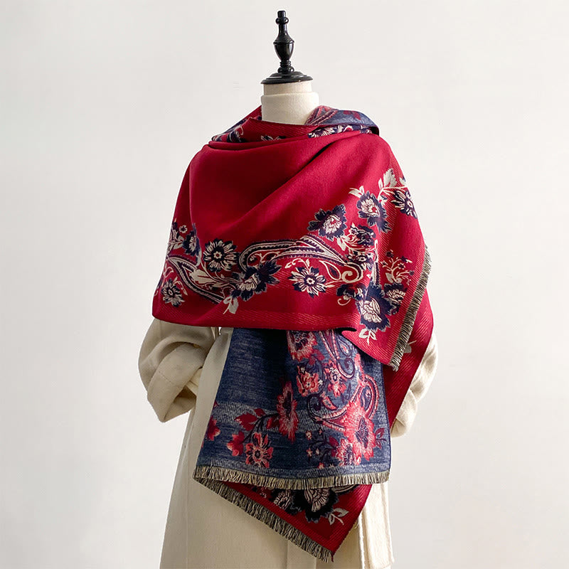 Buddha Stones Fall Cashew Flower Vines Pattern Warm Cozy Scarf Shawl - image 5