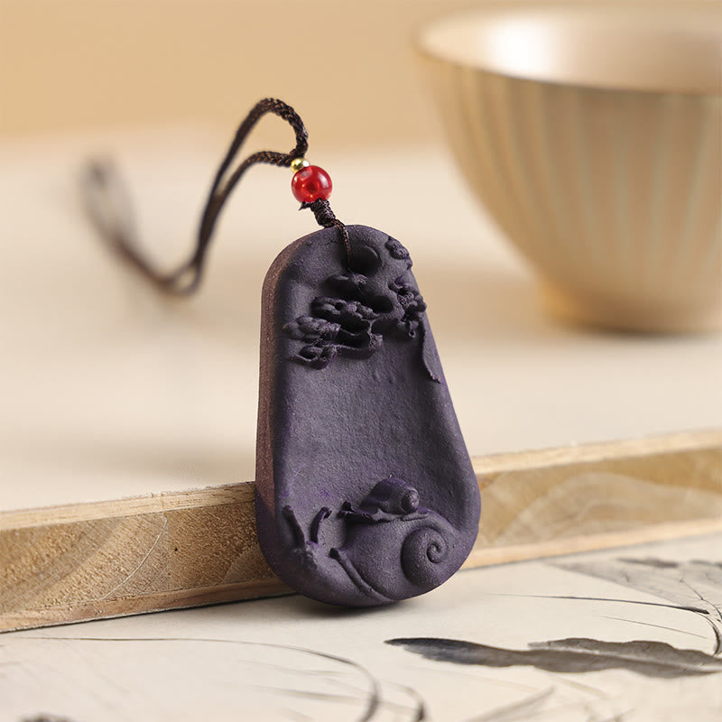 Buddha Stones Fox Mask Butterfly Taotie Peace Buckle Fortune Necklace Pendant - Snail - image 10