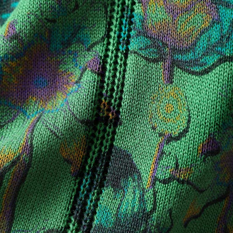 Buddha Stones Sunflower Mid-length Buttons Women's Long Sleeve Knitted Cardigan Sweater With Pockets - image 8