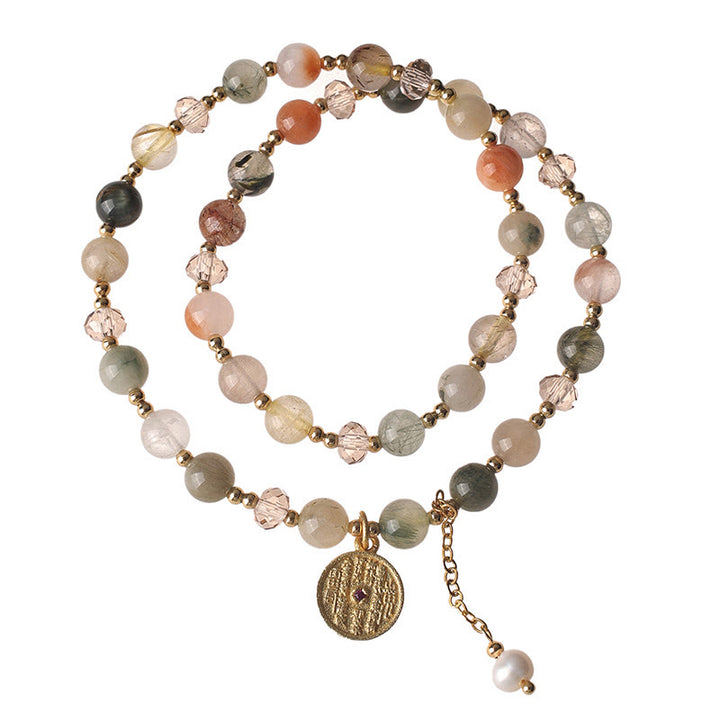 Buddha Stones Colorful Rutilated Quartz Copper Auspiciousness Double Wrap Bracelet - image 4