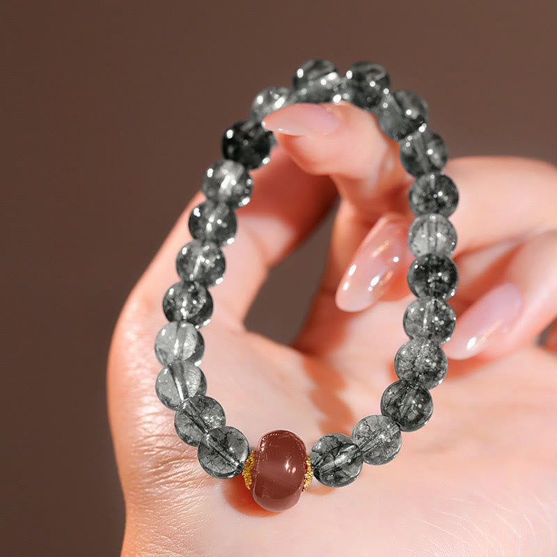 Buddha Stones Green Phantom Red Agate Positive Bracelet - image 4