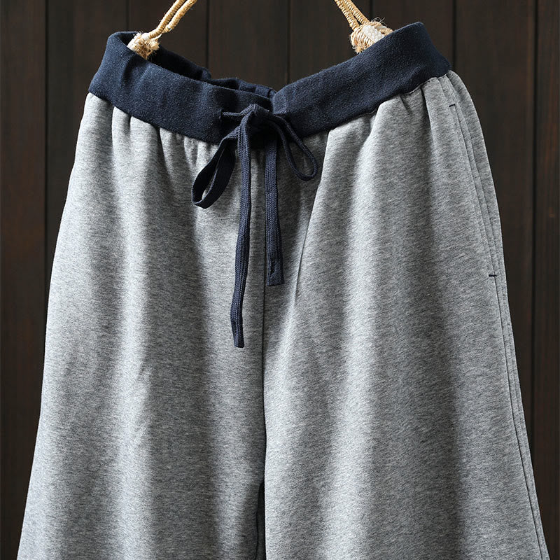 Buddha Stones Fall Solid Color-Blocked Women's Cotton Pants With Pockets - image 4