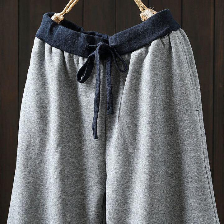 Buddha Stones Fall Solid Color-Blocked Women's Cotton Pants With Pockets - image 4