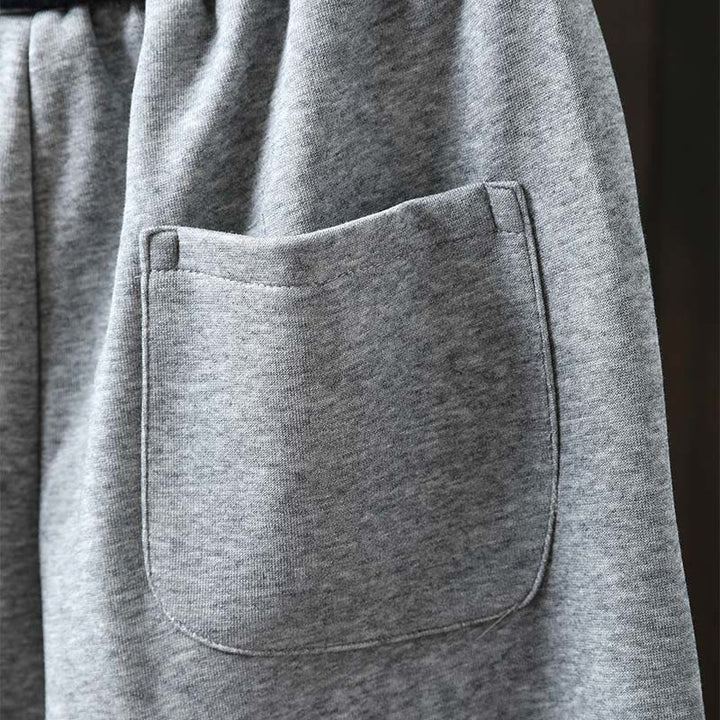 Buddha Stones Fall Solid Color-Blocked Women's Cotton Pants With Pockets - image 9